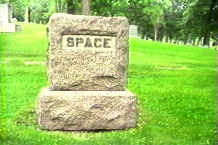 SPACE a headstone in boneyard on Lake Bidet in Minneapolis taken in 1981 by Ken Feingold a readymade art work we colaborated on then.