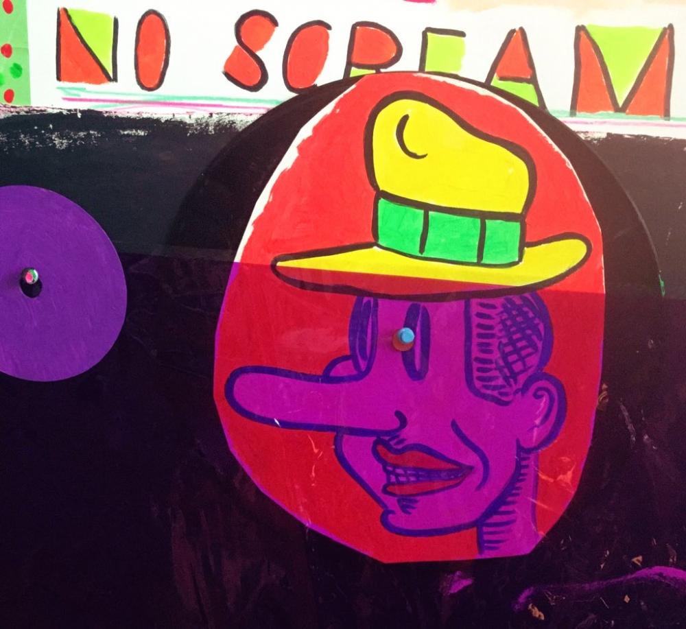Dick Tracy’s Hat on LP with transparent plastic film ( red violet) 2021 recombinant. 