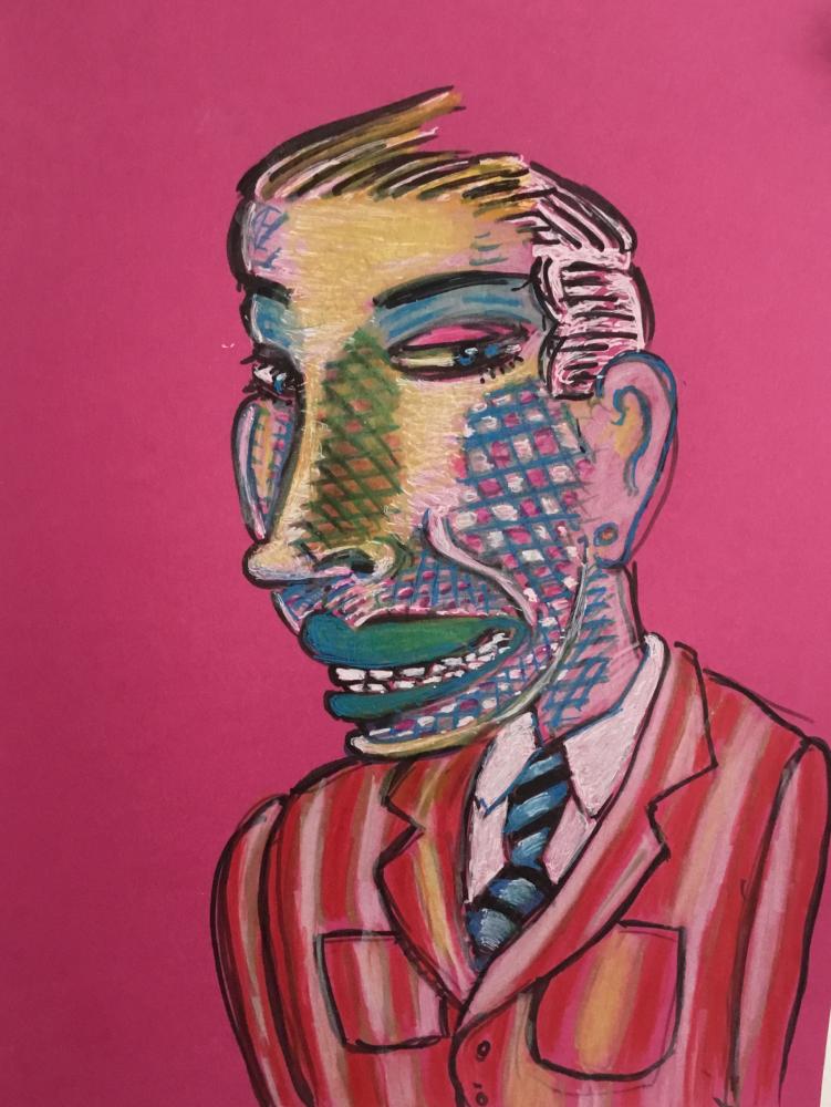 Portrait of Myself in Striped Suit