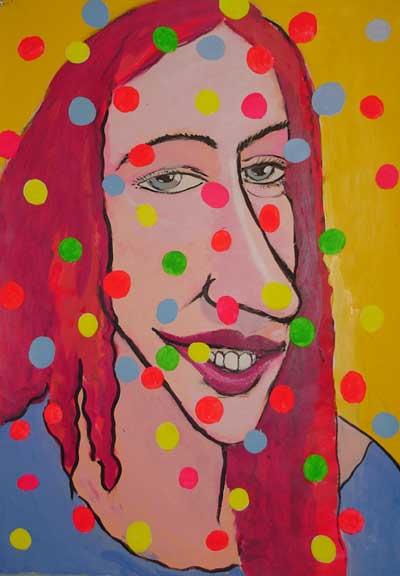 Amy R. with colored balls 2001-2