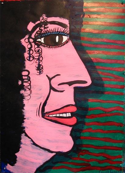 Pam in Profile With Stripes